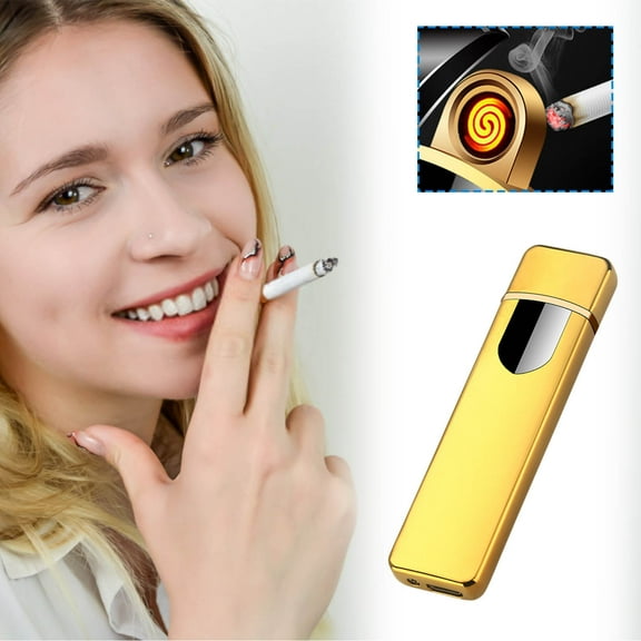 SSZMDLB under $5 USB Rechargeable Lighter, USB Rechargeable Lighter, Flameless Electric Lighter with Touch Screen, Windproof Arc Lighter for Camping, Outdoor, Travel, Smoking, Emergency, Portable