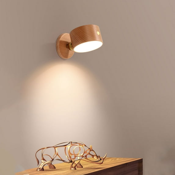 SSZMDLB under $5 Wall Lamp, Wooden Sconce LED Light, Magnetic Wall Light Rotatable, USB Rechargeable Wall Light, Dimmable Night Light, Cabinet Wall Lighting Fixture