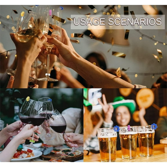 SSZMDLB under $5 Wine Glass Markers, Wine Glass Markers, 36 Pack Reusable Silicone Cup Tags, Party Goblet Identification Rings, Wedding Banquet Bar Club Supplies, Cocktail Party Hosting Accessories