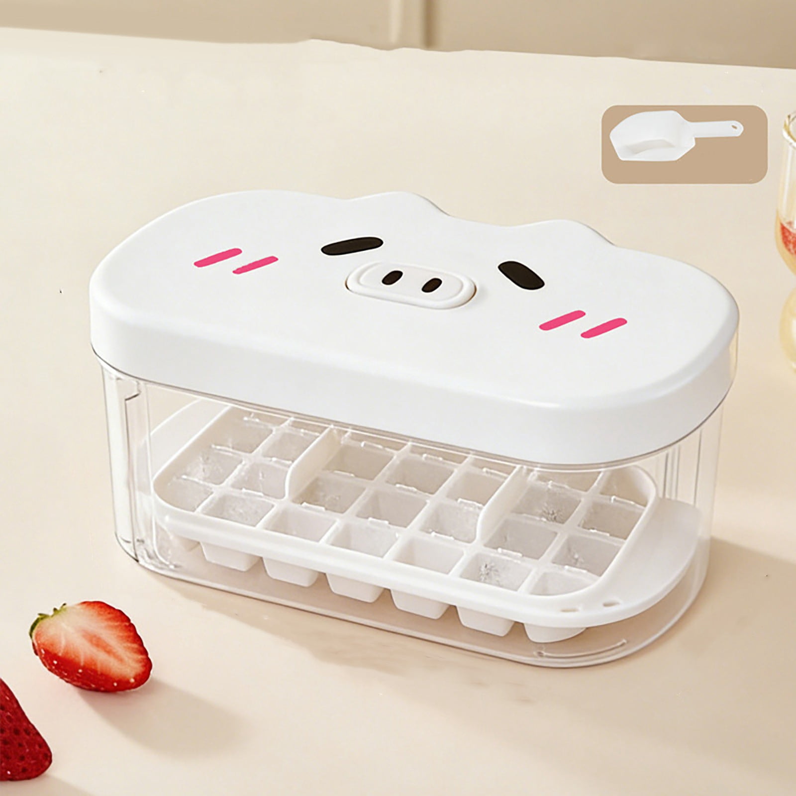 SSZMDLB Cartoon Pig Ice Tray, One-Press Silicone Ice Maker , Easy Release Ice Maker for Kitchen Freezer, Cute Animal Shape Ice Maker Tray for Party Drinks