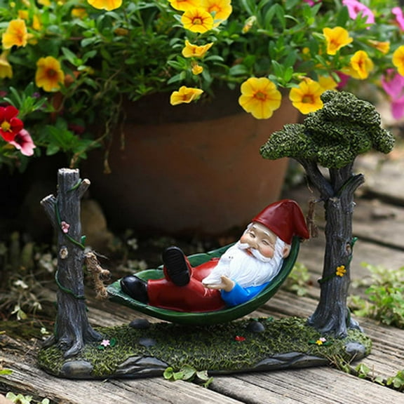 SSZMDLB Garden Gnome, Hammocks Dwarf Garden Decoration, Resin Crafts Decor for Desk, Shelf, Miniature Garden, Christmas Gift, Outdoor Decor, Gnome Figurine for Home, Office, Garden Statue