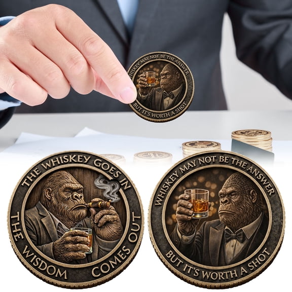 SSZMDLB Gorilla Commemorative Coin, Metal Collectible Ornament for Gift, Animal Themed Souvenir Coin, Detailed Metal Coin for Collection, Unique Gift for Collectors, Decorative Metal Coin