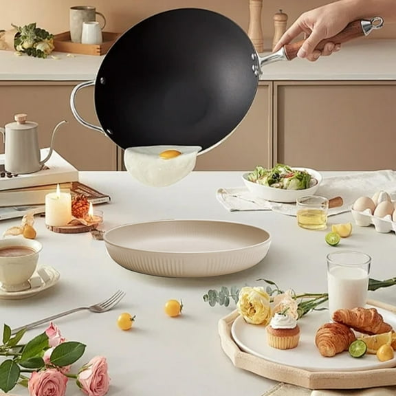 SSZMDLB Straw Round Dinner Plate, Plastic Plates for Spaghetti Fruit Dessert Snack, Household Vertical Pattern Dish for Dinner Party Picnic, Round Serving Tray