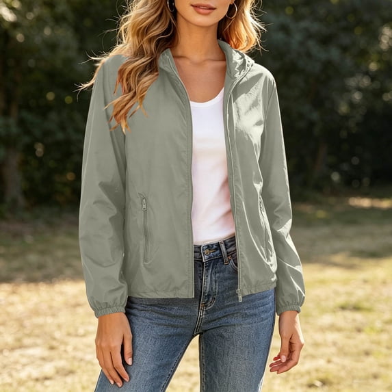 SSZMDLB Women Collared Long Sleeve Hooded Casual Basic Vacation Jacket Loose Fit Solid Tops for Spring Fall Trendy Outwear, Gray 4XL
