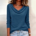 thumbnail image 1 of SSZMDLB Women Fall Winter V Neck Long Sleeve Solid Casual Basic Pullover Tops Soft Chunky Knit Sweater Blouse Loose Fit Dressy Daily Wear, Navy 2XL, 1 of 7