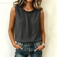 thumbnail image 1 of SSZMDLB Women Plus Size Sleeveless Ruffle Tank Tops Loose Round Neck Basic Tee Solid Boho Casual Summer Tops Vacation Holiday Outfits, Dark Gray 2XL, 1 of 7