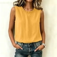 thumbnail image 1 of SSZMDLB Women Plus Size Sleeveless Ruffle Tank Tops Loose Round Neck Basic Tee Solid Boho Casual Summer Tops Vacation Holiday Outfits, Yellow 2XL, 1 of 7