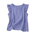 thumbnail image 1 of SSZMDLB Women Plus Size Sleeveless Tank Top Round Neck Ruffle Hem Summer Casual Basic Tee Flowy Loose Fit Travel Vacation Outfits, Purple S, 1 of 6