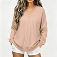 thumbnail image 1 of SSZMDLB Women Sweater Long Sleeve Loose Fit Casual Pullover Tops Solid Color Fall Winter Basic Soft Knit Blouses, Beige XL, 1 of 6