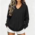 thumbnail image 1 of SSZMDLB Women Sweater Long Sleeve Loose Fit Casual Pullover Tops Solid Color Fall Winter Basic Soft Knit Blouses, Black M, 1 of 6