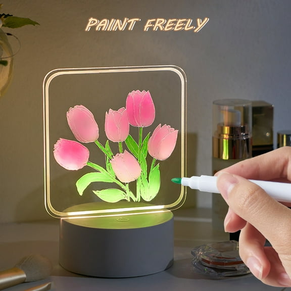 SSZMDLB under $5 Acrylic Message Board, Transparent Notepad with LED Lights, Erasable Writing Surface for Desk Decor, Creative Drawing Night Light