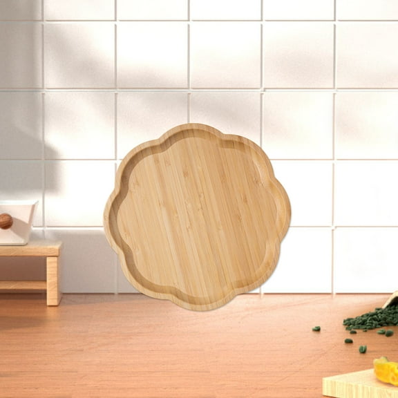 SSZMDLB under $5 Bamboo Serving Trays, Wood Snack Platter, Natural Round Rectangular Tray for Kitchen, Dining, Party, Fruit, Cheese, Appetizer, Decor