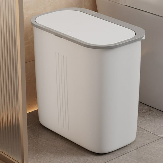 SSZMDLB under $5 Bathroom Trash Can with Lid, Narrow Slim Bin, Large Capacity Wastebasket for Toilet Office Kitchen Bedroom Small Spaces