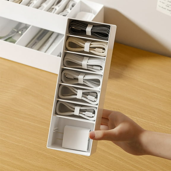 SSZMDLB under $5 Cable Organizer Box, Charger Cord Management Case, Desktop Drawer Storage for Headphone, Power Adapter, Data Cables