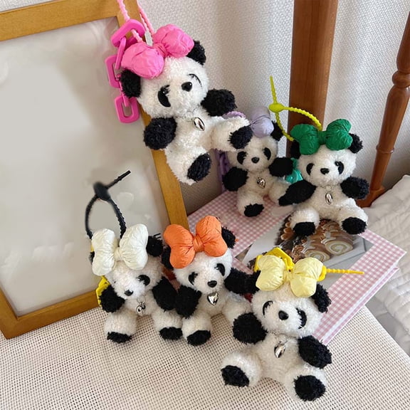 SSZMDLB under $5 Car Keychain, Cute Plush Bow Bear Doll Pendant for School Bag Bicycle, Decorative Accessory for Purse Backpack