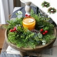 thumbnail image 1 of SSZMDLB under $5 Christmas Candle Ring, Red Berry Garland for Table Centerpiece, Artificial Eucalyptus Wreath for Mantel Door Wall Decor, 1 of 9