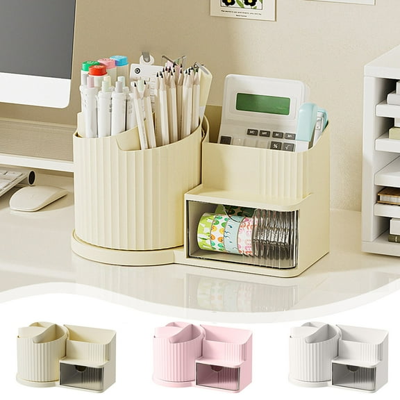 SSZMDLB under $5 Makeup Brush Holder, Rotating Storage Box for Cosmetics, Desk Organizer for Pencils Utensils