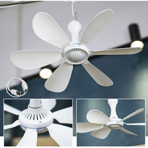 SSZMDLB under $5 Portable Ceiling Fan, USB Tent Fan, Hanging Gazebo Fan with Extension Cord for Camping Outdoor Bedroom Air Circulation Cooling