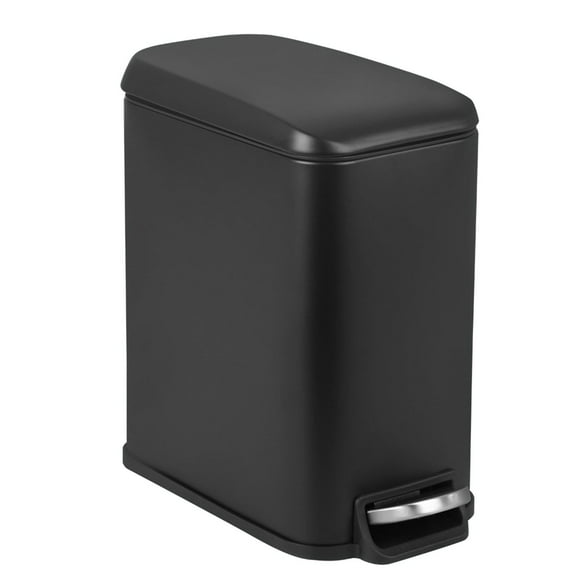 SSyao 1.3 Gallon Small Bathroom Trash Can with Lid, Black Stainless Steel Garbage Can with Removable Inner Bucket for Home and Bathroom (5Liter)