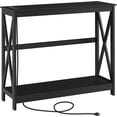 thumbnail image 1 of SSyao 2 Tier X-Design Console Table Sofa Side Table with Storage Shelf for Living Room Narrow Space, Entryway and Hallway-with Power Outlet-Black, 1 of 9