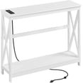 thumbnail image 1 of SSyao 2 Tier X-Design Console Table Sofa Side Table with Storage Shelf for Living Room Narrow Space, Entryway and Hallway-with Power Outlet-White, 1 of 10