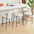 thumbnail image 1 of SSyao 24'' Bar Stools, Modern Counter Height Bar Stools with Curved Back and Black Metal Frame, Upholstered Kitchen Stools, Barstools for Kitchen Island, Bar, Dining Room.-Set of 3-White, 1 of 10