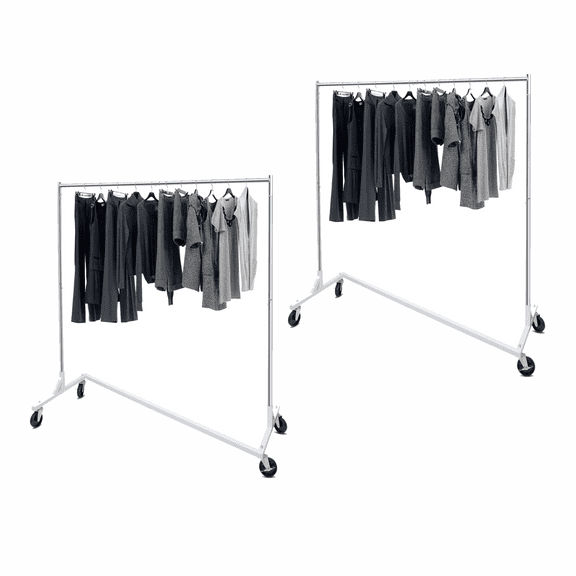 SSyao 2PCS Commercial Garment Rack Rolling Collapsible Clothing Shelf Z-Base w/ Wheels W58.27*D24.02*H63.98