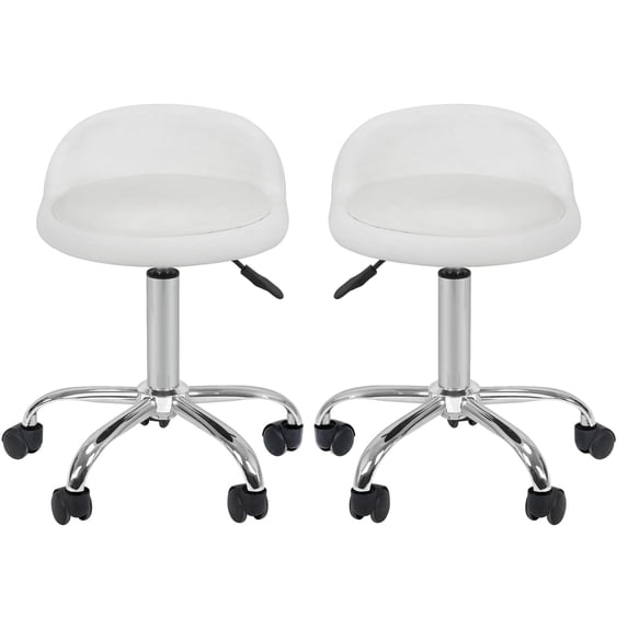 SSyao 2X Hydraulic Rolling Swivel Stool Spa Salon Chair w/Back Rest Saddle White