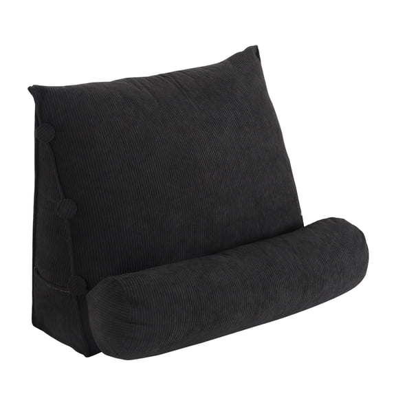 SSyao 2in1 Wedge Pillow Bed Reading Pillow Bedrest Lumbar Neck Back Support Cushion-1pc Black