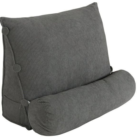 SSyao 2in1 Wedge Pillow Bed Reading Pillow Bedrest Lumbar Neck Back Support Cushion-1pc Gray