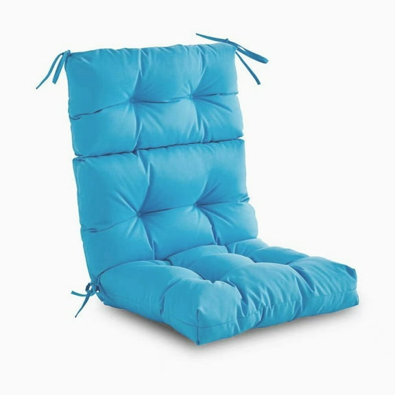 SSyao 3 - Fold Patio Chair Cushion High Back Chair Cushions Pads with 4 Ties Outdoor, Light Blue