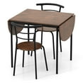 thumbnail image 1 of SSyao 3-Piece Foldable Dining Table Set with 2 Chairs – Industrial Style Oval Corner Dining Set, Space-Saving Design for Small Apartments, Kitchen or Breakfast Nook, 19" x 18" x 32" (L x W x H), 1 of 9
