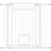 SSyao 30"-41" Dog Gate w/ Cat Door, 3-Inch & 5.5-Inch Extension Kit，29.9" -40.9" W x 37.4" H