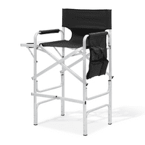SSyao 31"Folding Director Chair Aluminum Frame Camping Fishing Seat w/Side Tray Pocket, Black
