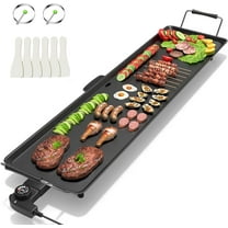 SSyao 35" Electric Griddle Teppanyaki Grill, Nonstick Extra Large Cooking Plate for Pancake Barbecue, Indoor Outdoor Table Top Grill with Adjustable Temperature & Drip Tray, 2000W
