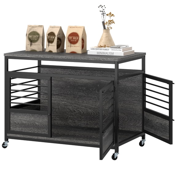 SSyao 39in Heavy Duty Dog Cage Dog Kennel End Table with 2 Doors & Wheels Locks Design