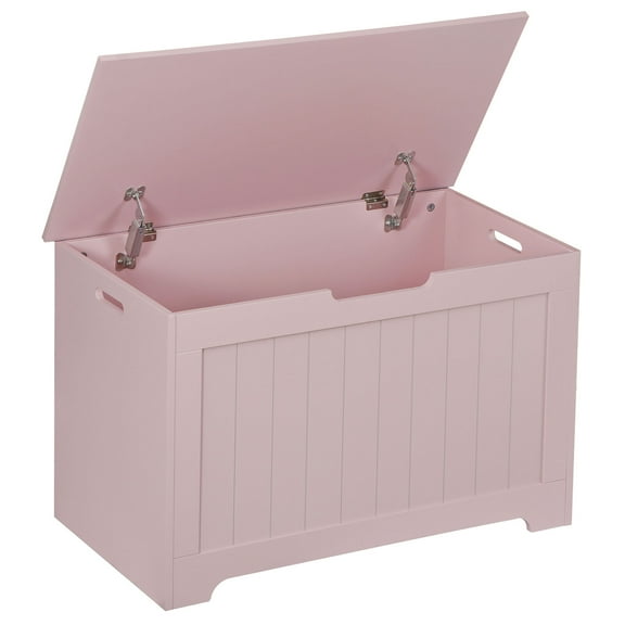 SSyao 4 Color Storage Chest Bench with 2 Safety Hinge Wooden Toy Box Lift Top Entryway,Pink