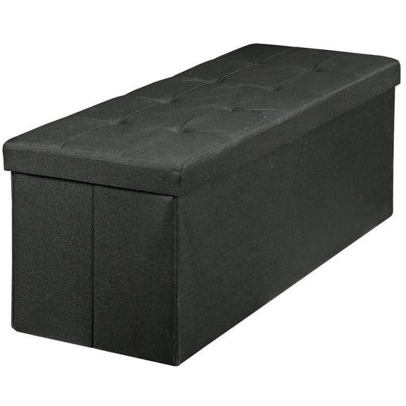 SSyao 43" Folding Storage Ottoman Bench Storage Chest Footrest with Padded Seat Black