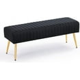 thumbnail image 1 of SSyao 44 Inch Bedroom Ottoman Bench, Upholstered End of Bed Bench with Gold Legs for Living Room Bedroom Dinning Room Entryway-Black, 1 of 9