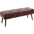 thumbnail image 1 of SSyao 44 Inch Bedroom Ottoman Bench, Upholstered End of Bed Bench with Gold Legs for Living Room Bedroom Dinning Room Entryway-Leather-darkbrown, 1 of 9