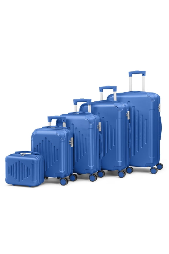 5-Piece Luggage Set 12in+16in+20in+24in+28in Suitcases w/Spinner Wheels Travel