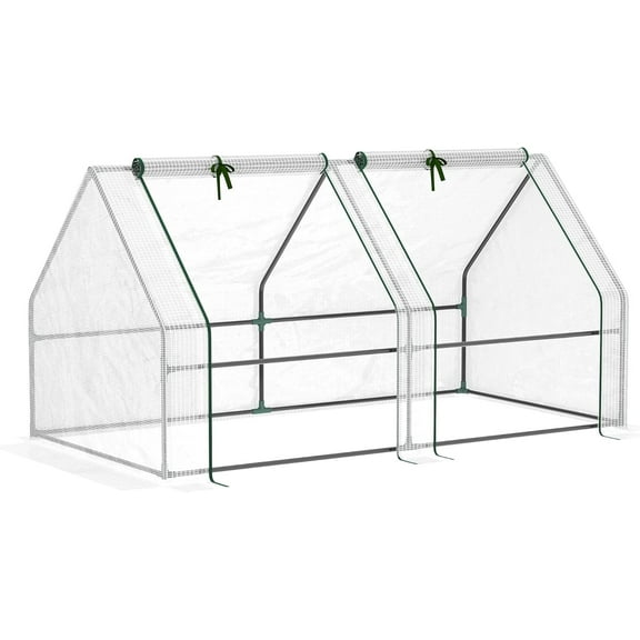 SSyao 6' x 3' x 3' Portable Mini Greenhouse for Outdoor Gardening, Walk-in Plant Shelter with Large Zipper Doors, Waterproof UV-Resistant PE Cover, Cold Frame Green House,6' x 3' x 3' White