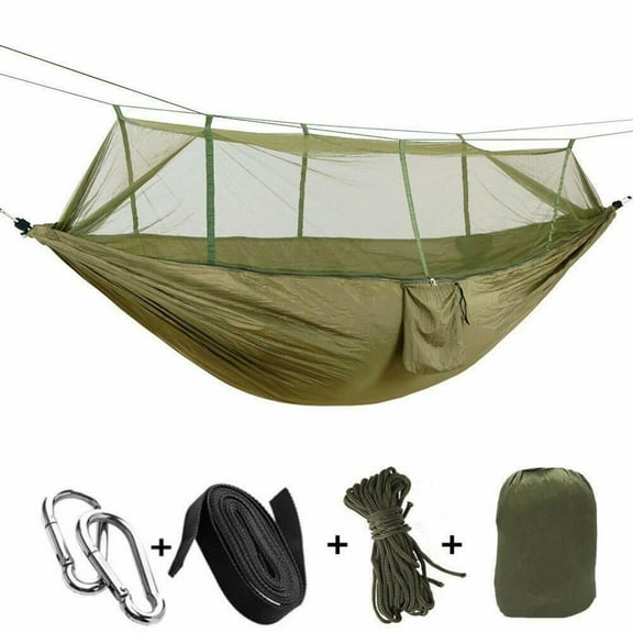 SSyao 660lbs Portable Double Person Camping Hammock Tent with Mosquito Net Hanging Bed, Army Green