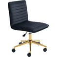 thumbnail image 1 of SSyao Armless Vanity Chair with Wheels, Computer Rolling Desk Chair with Back Soft Velvet Height Adjustable Gold Metal Base Swivel Stool Chairs-Black, 1 of 9