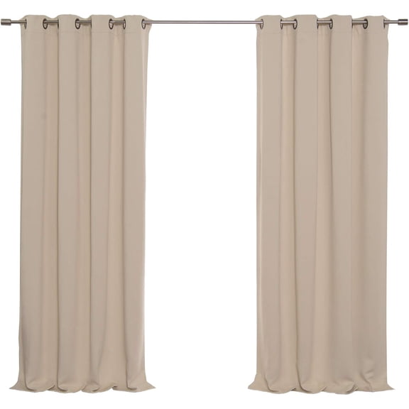 SSyao Basic Thermal Insulated Blackout Curtains - Antique Bronze Grommet Top - Beige - 52" W x 84" L  (Set of 2 Panels)