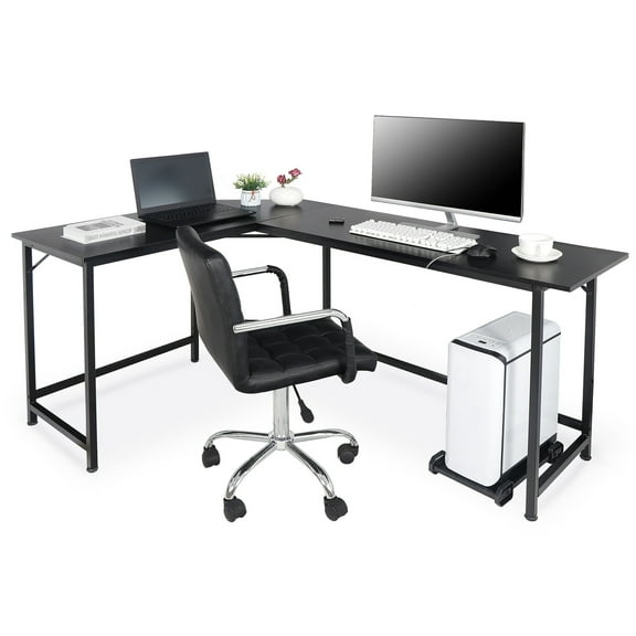 SSyao Computer Gaming Laptop Table L Shaped Desk Workstation Home Office Desk-66" L-Shape Corner Desk