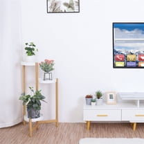 SSyao Corner Plant Stand Rack Multiple Flower Pot Holder Shelf Indoor Outdoor,Wooden- 3 Tiers