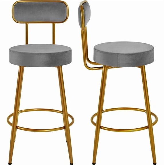 SSyao Counter Height Bar Stools Velvet Stool Chair Kitchen Stools Upholstery Bar Stool,Dark Gray