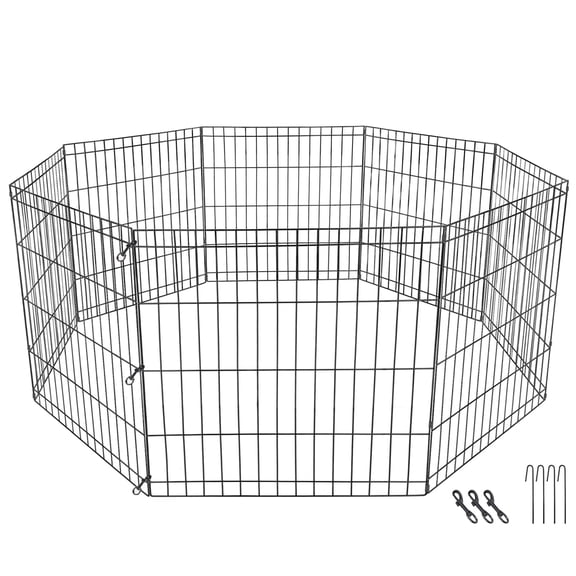 SSyao Dog Crate Kennel Folding Pet Cage 2 Door With Tray Indoor Pet, 24"
