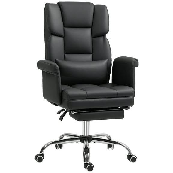 SSyao Executive Office Chair with Footrest and Lumbar Support-Black